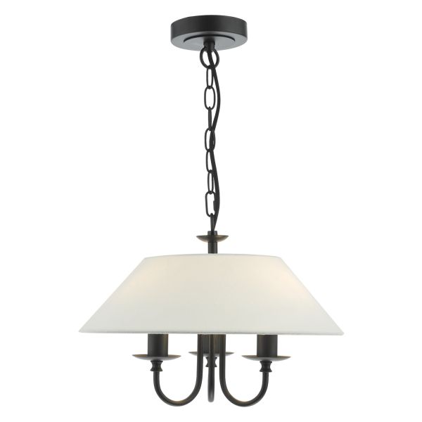 Żyrandol Dar Lighting SIV0322 Sivan 3 Light Pendant Matt Black With Shade