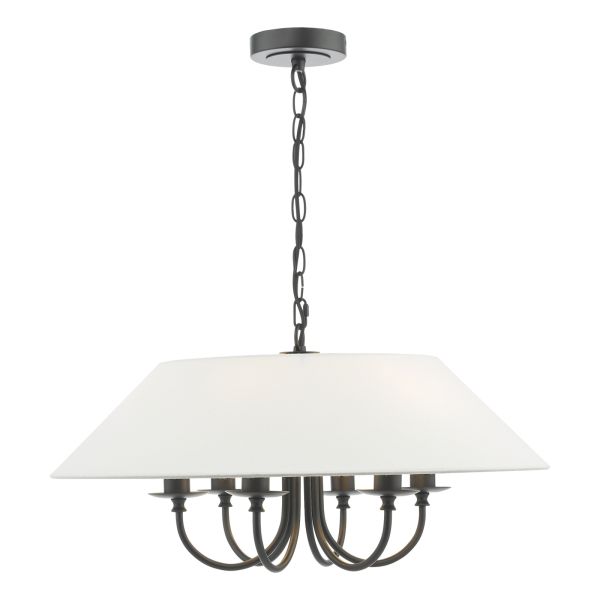 Żyrandol Dar Lighting SIV0622 Sivan 6 Light Pendant Matt Black With Shade