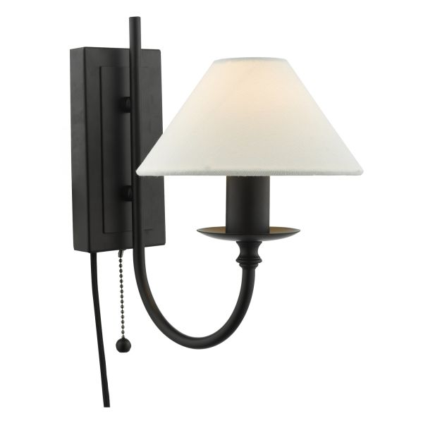 Kinkiet Dar Lighting SIV0722 Sivan Plugged Wall Light Matt Black With Shade