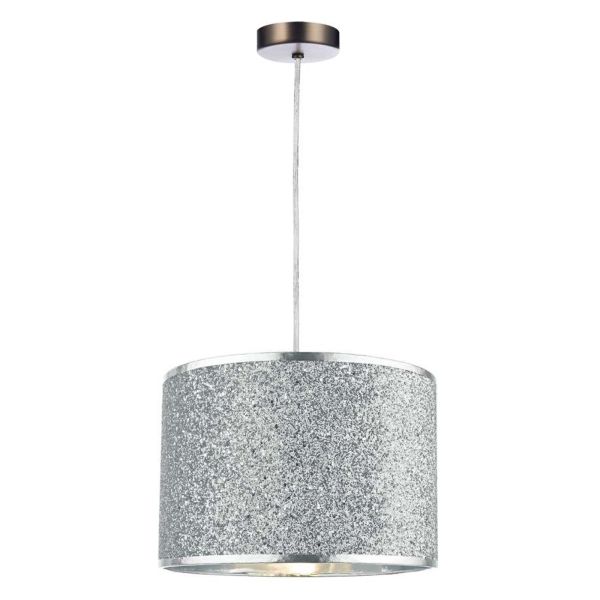 Lampa wisząca Dar Lighting SP61 + BIS6532 Bistro 1 Light Antique Chrome E27 Suspension With Clear Cable