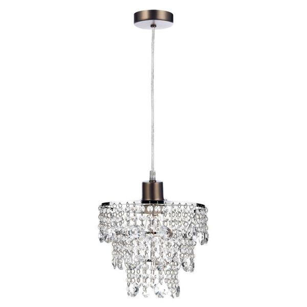 Lampa wisząca Dar Lighting SP61 + CYB6550 Cybil 1 Light Antique Chrome E27 Suspension With Clear Cable