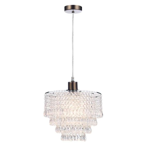 Lampa wisząca Dar Lighting SP61 + DIO6508 Dionne 1 Light Antique Chrome E27 Suspension With Clear Cable