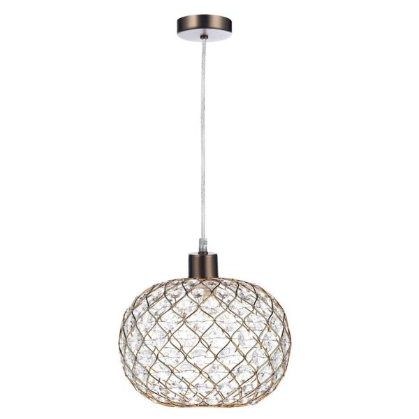 Lampa wisząca Dar Lighting SP61 + JUA6535 Juanita 1 Light Antique Chrome E27 Suspension With Clear Cable