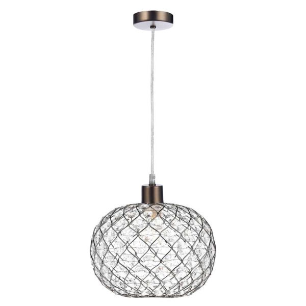 Lampa wisząca Dar Lighting SP61 + JUA6550 Juanita 1 Light Antique Chrome E27 Suspension With Clear Cable