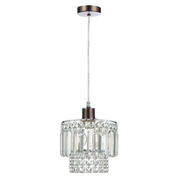 Lampa wisząca Dar Lighting SP61 + KYL6550 Kyla 1 Light Antique Chrome E27 Suspension With Clear Cable