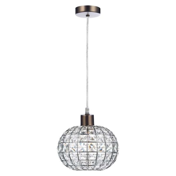 Lampa wisząca Dar Lighting SP61 + LET6550 Letitia 1 Light Antique Chrome E27 Suspension With Clear Cable