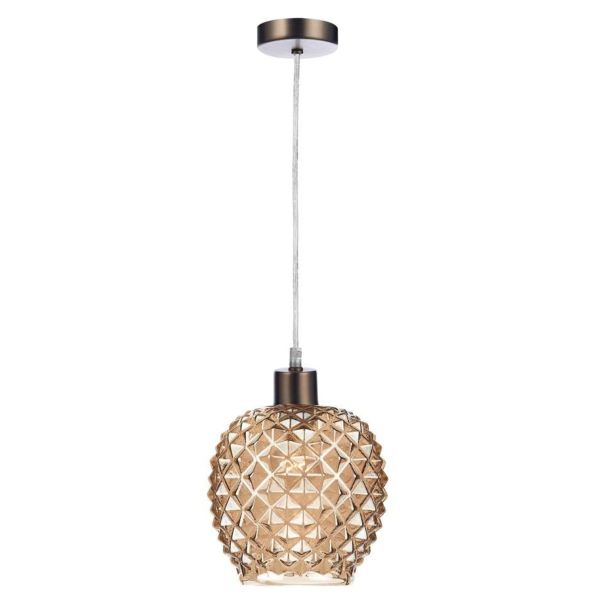 Підвісний світильник Dar Lighting SP61 + MOS6535 Mosaic 1 Light Antique Chrome E27 Suspension With Clear Cable