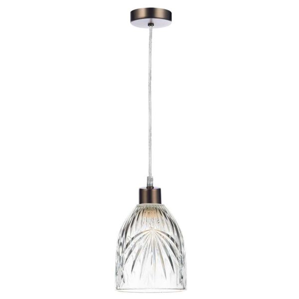 Lampa wisząca Dar Lighting SP61 + MOT6508 Motif 1 Light Antique Chrome E27 Suspension With Clear Cable