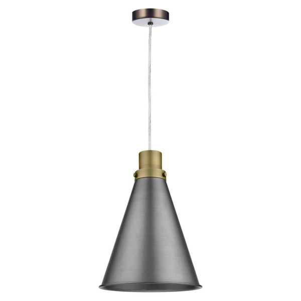 Підвісний світильник Dar Lighting SP61 + POT8661 Potter 1 Light Antique Chrome E27 Suspension With Clear Cable