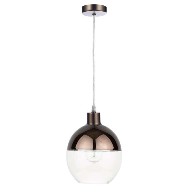 Lampa wisząca Dar Lighting SP61 + RUE6563 1 Light Antique Chrome E27 Suspension With Clear Cable