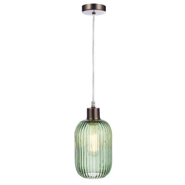 Підвісний світильник Dar Lighting SP61 + SAW6524 Sawyer 1 Light Antique Chrome E27 Suspension With Clear Cable