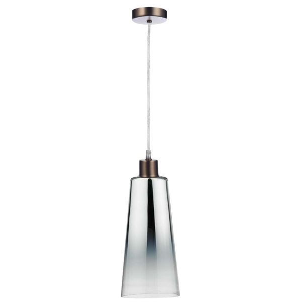 Підвісний світильник Dar Lighting SP61 + SMO6550 Smokey 1 Light Antique Chrome E27 Suspension With Clear Cable