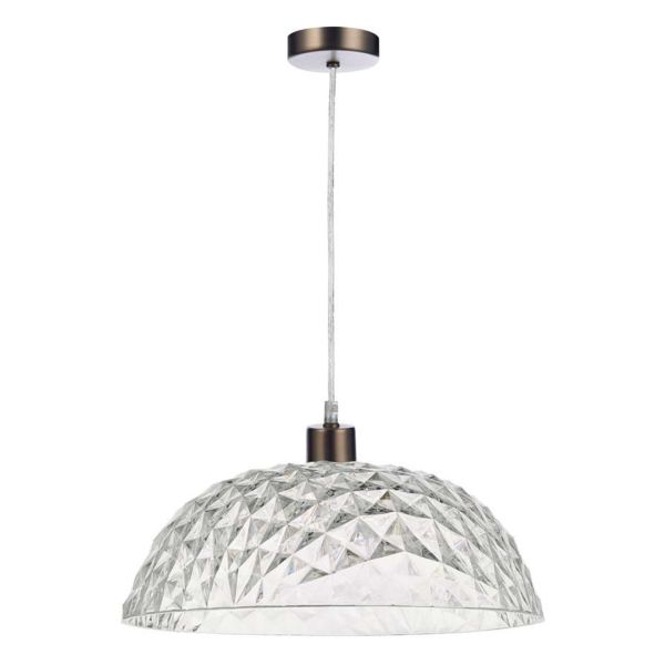 Lampa wisząca Dar Lighting SP61 + TOB8608 Tobin 1 Light Antique Chrome E27 Suspension With Clear Cable