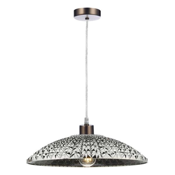 Підвісний світильник Dar Lighting SP61 + YAT6510 Yatima 1 Light Antique Chrome E27 Suspension With Clear Cable