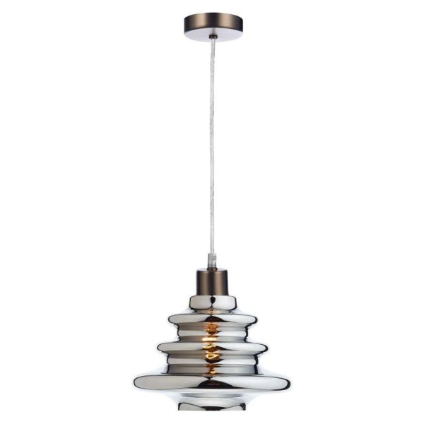 Lampa wisząca Dar Lighting SP61 + ZEP6550 Zephyr 1 Light Antique Chrome E27 Suspension With Clear Cable