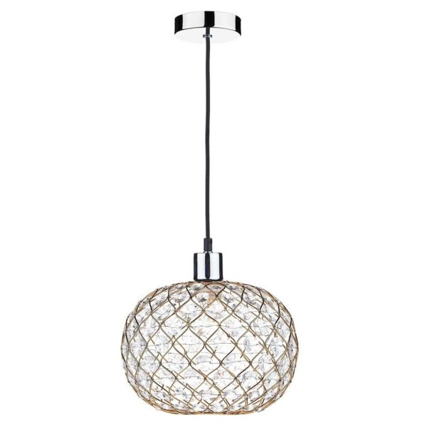 Підвісний світильник Dar Lighting SP62 + JUA6535 Juanita 1 Light E27 Suspension Polished Chrome