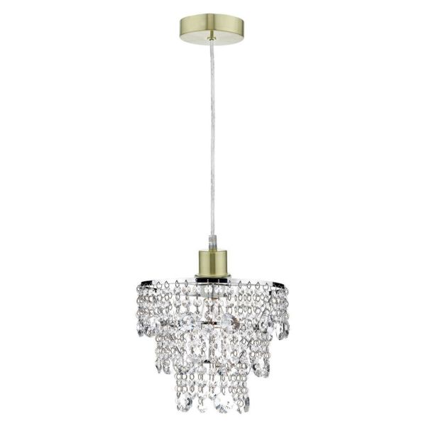 Lampa wisząca Dar Lighting SP63 + CYB6550 Cybil 1 Light Satin Brass E27 Suspension With Clear Cable