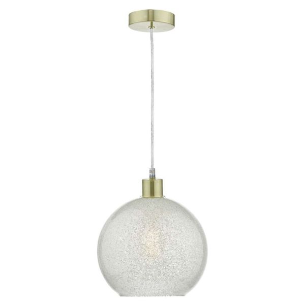 Lampa wisząca Dar Lighting SP63 + JAN652 Janna 1 Light Satin Brass E27 Suspension With Clear Cable