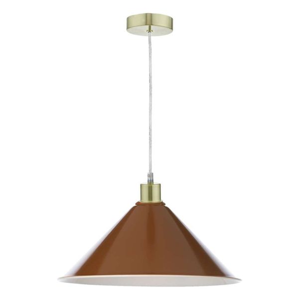 Lampa wisząca Dar Lighting SP63 + KIN6531 Kinsley 1 Light Satin Brass E27 Suspension With Clear Cable