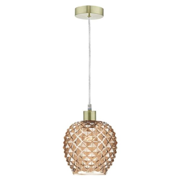 Lampa wisząca Dar Lighting SP63 + MOS6535 Mosaic 1 Light Satin Brass E27 Suspension With Clear Cable