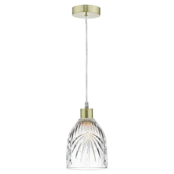 Lampa wisząca Dar Lighting SP63 + MOT6508 Motif 1 Light Satin Brass E27 Suspension With Clear Cable