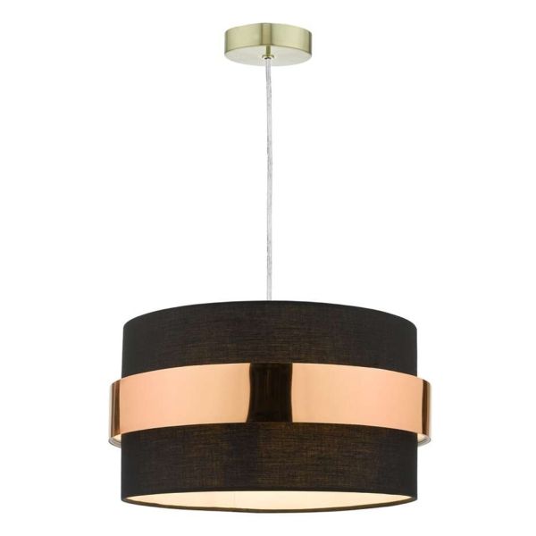 Підвісний світильник Dar Lighting SP63 + OKI6522 1 Light Satin Brass E27 Suspension With Clear Cable