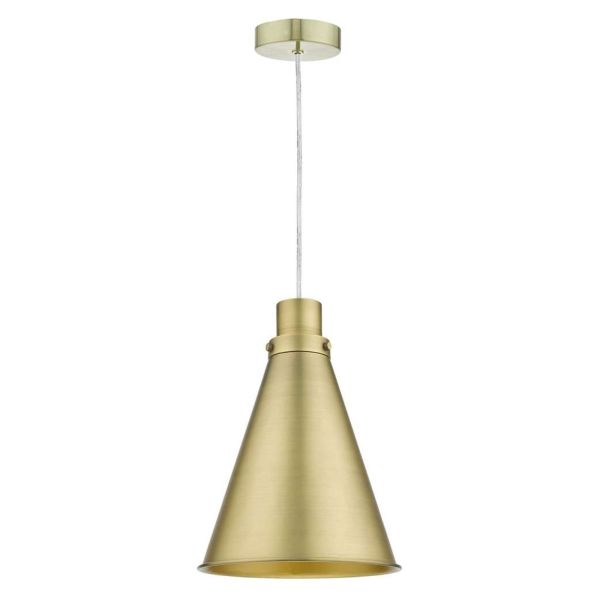 Lampa wisząca Dar Lighting SP63 + POT8642 Potter 1 Light Satin Brass E27 Suspension With Clear Cable