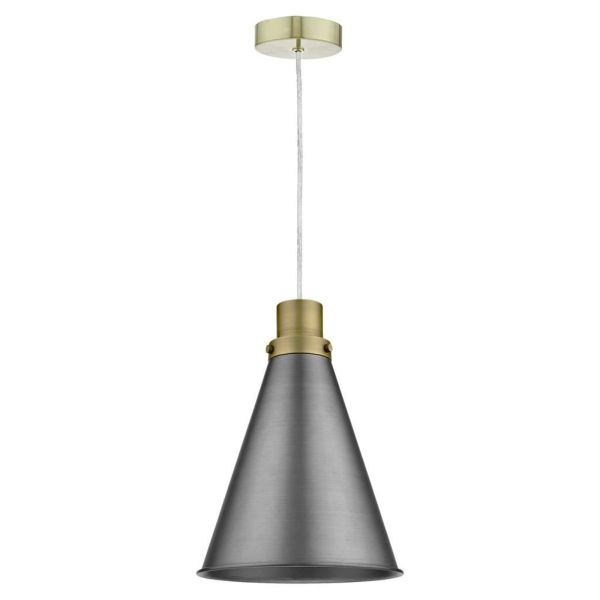 Lampa wisząca Dar Lighting SP63 + POT8661 Potter 1 Light Satin Brass E27 Suspension With Clear Cable