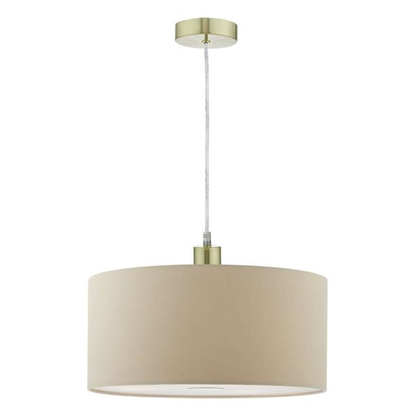 Lampa wisząca Dar Lighting SP63 + RON6529 Ronda 1 Light Satin Brass E27 Suspension With Clear Cable