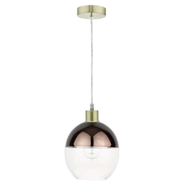 Lampa wisząca Dar Lighting SP63 + RUE6563 1 Light Satin Brass E27 Suspension With Clear Cable