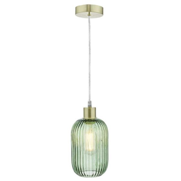 Lampa wisząca Dar Lighting SP63 + SAW6524 Sawyer 1 Light Satin Brass E27 Suspension With Clear Cable