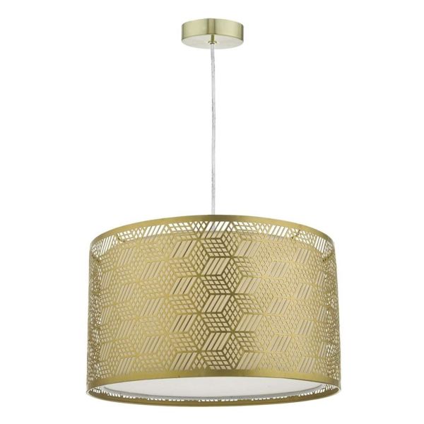 Lampa wisząca Dar Lighting SP63 + TIN6535 Tino 1 Light Satin Brass E27 Suspension With Clear Cable