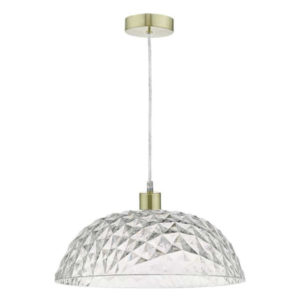 Lampa wisząca Dar Lighting SP63 + TOB8608 Tobin 1 Light Satin Brass E27 Suspension With Clear Cable