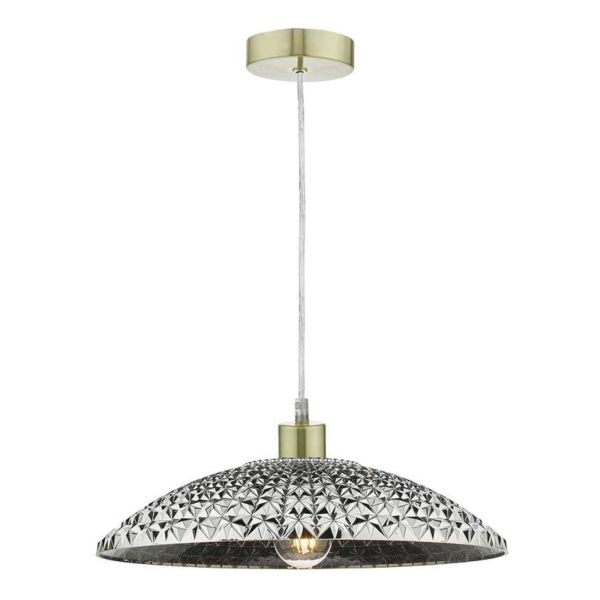 Lampa wisząca Dar Lighting SP63 + YAT6510 Yatima 1 Light Satin Brass E27 Suspension With Clear Cable