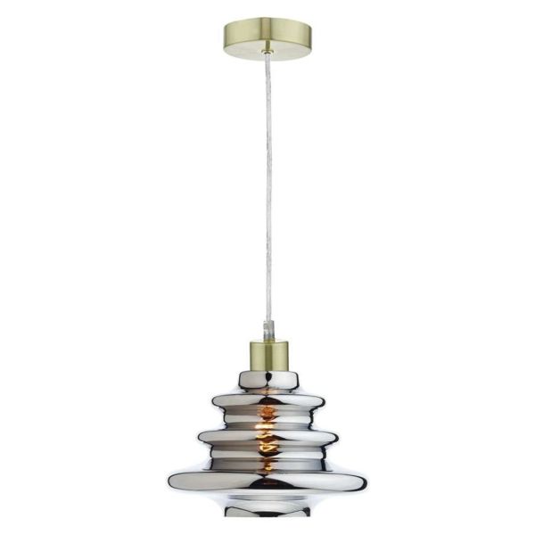 Lampa wisząca Dar Lighting SP63 + ZEP6550 Zephyr 1 Light Satin Brass E27 Suspension With Clear Cable