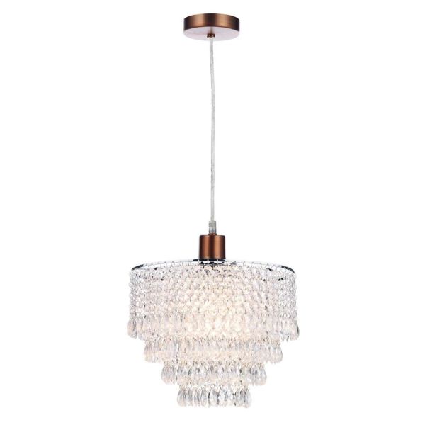 Lampa wisząca Dar Lighting SP64 + DIO6508 Dionne 1 Light Aged Copper E27 Suspension With Clear Cable