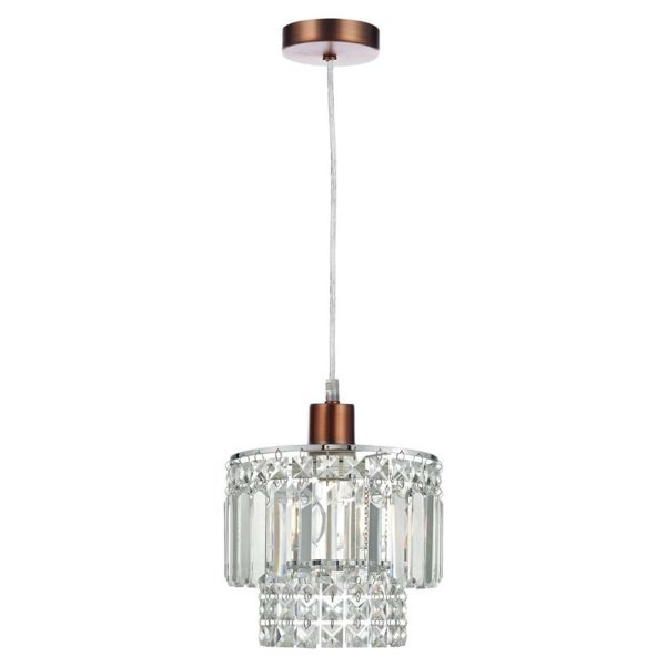 Lampa wisząca Dar Lighting SP64 + KYL6550 Kyla 1 Light Aged Copper E27 Suspension With Clear Cable