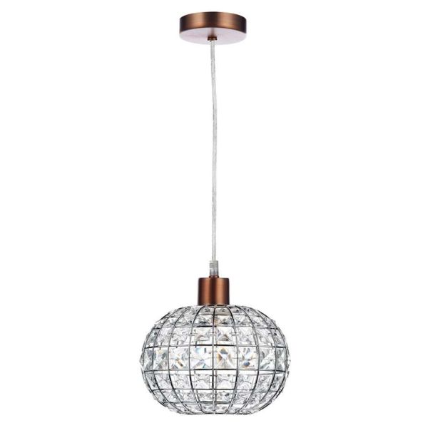 Lampa wisząca Dar Lighting SP64 + LET6550 Letitia 1 Light Aged Copper E27 Suspension With Clear Cable