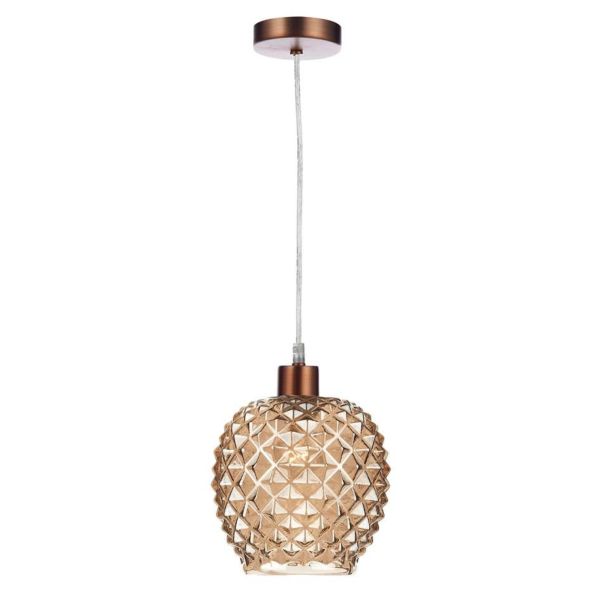 Lampa wisząca Dar Lighting SP64 + MOS6535 Mosaic 1 Light Aged Copper E27 Suspension With Clear Cable