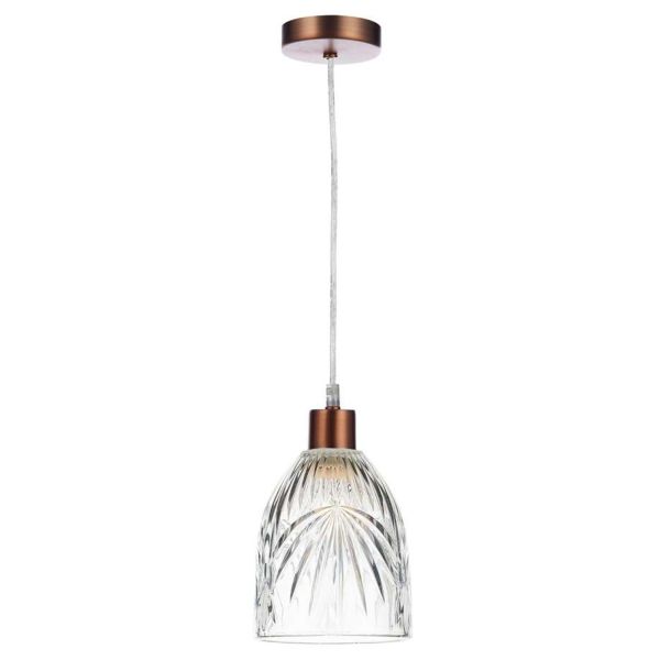 Lampa wisząca Dar Lighting SP64 + MOT6508 Motif 1 Light Aged Copper E27 Suspension With Clear Cable