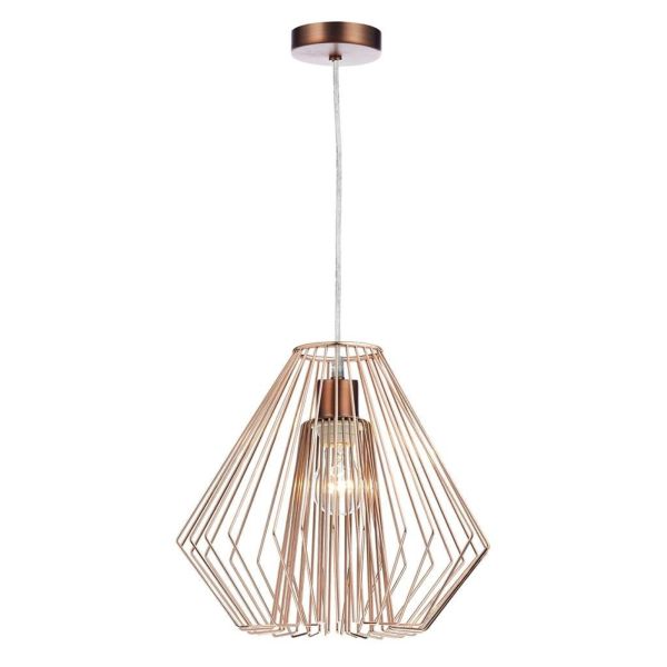 Lampa wisząca Dar Lighting SP64 + NEE6564 Needle 1 Light Aged Copper E27 Suspension With Clear Cable