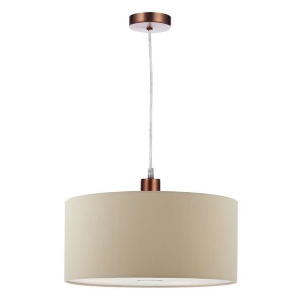 Lampa wisząca Dar Lighting SP64 + RON6529 Ronda 1 Light Aged Copper E27 Suspension With Clear Cable