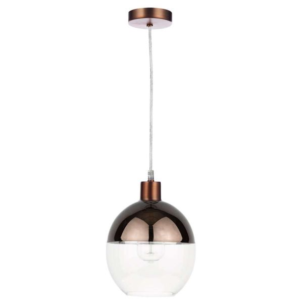 Підвісний світильник Dar Lighting SP64 + RUE6563 1 Light Aged Copper E27 Suspension With Clear Cable