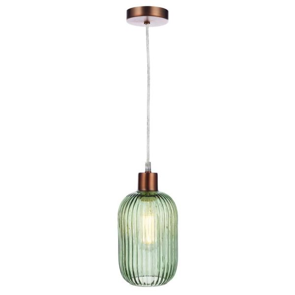 Lampa wisząca Dar Lighting SP64 + SAW6524 Sawyer 1 Light Aged Copper E27 Suspension With Clear Cable