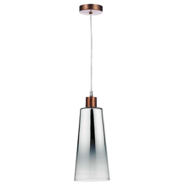 Lampa wisząca Dar Lighting SP64 + SMO6550 Smokey 1 Light Aged Copper E27 Suspension With Clear Cable