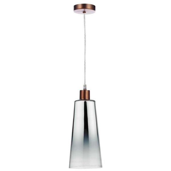 Підвісний світильник Dar Lighting SP64 + SMO6550 Smokey 1 Light Aged Copper E27 Suspension With Clear Cable