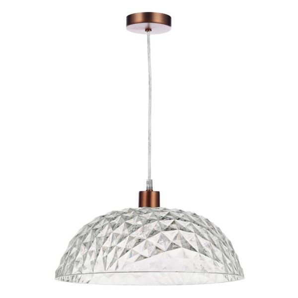 Lampa wisząca Dar Lighting SP64 + TOB8608 Tobin 1 Light Aged Copper E27 Suspension With Clear Cable