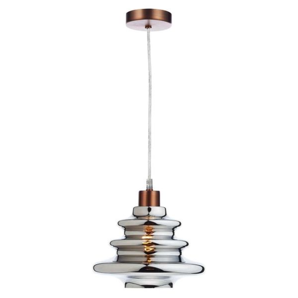 Lampa wisząca Dar Lighting SP64 + ZEP6550 Zephyr 1 Light Aged Copper E27 Suspension With Clear Cable