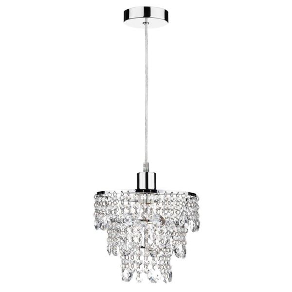 Підвісний світильник Dar Lighting SP65 + CYB6550 Cybil 1 Light Polished Chrome E27 Suspension With Clear Cable