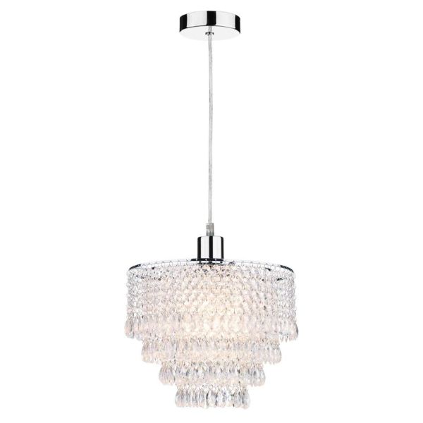 Lampa wisząca Dar Lighting SP65 + DIO6508 Dionne 1 Light Polished Chrome E27 Suspension With Clear Cable